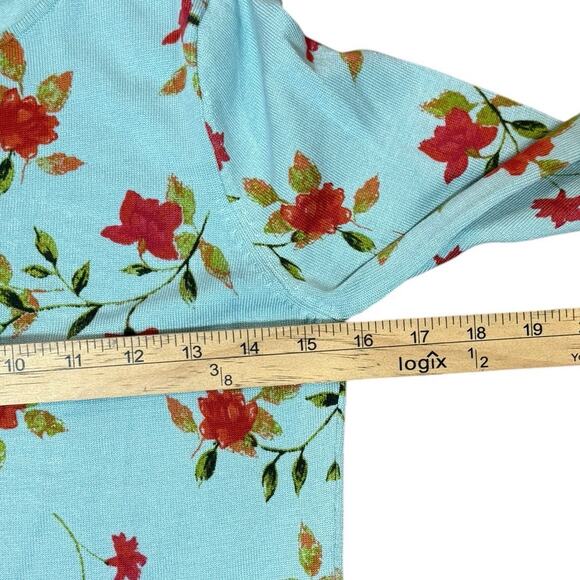 Christina Rotelli Top Women S Silk Stretch Roses 90s Y2K Vintage Phoebe Buffay - Picture 9 of 11